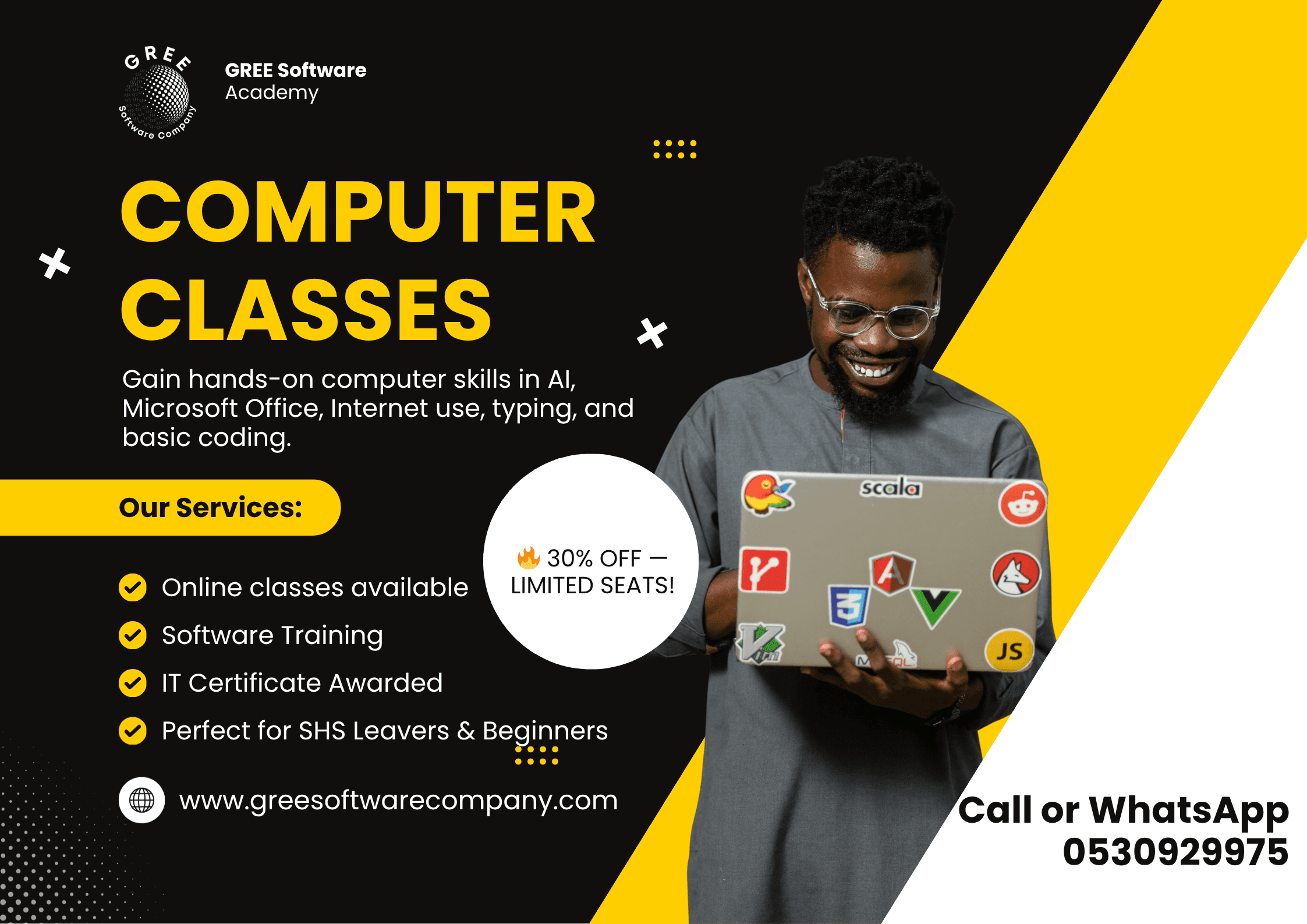 GREE Software Academy Computer Classes campaign for beginners and SHS leavers